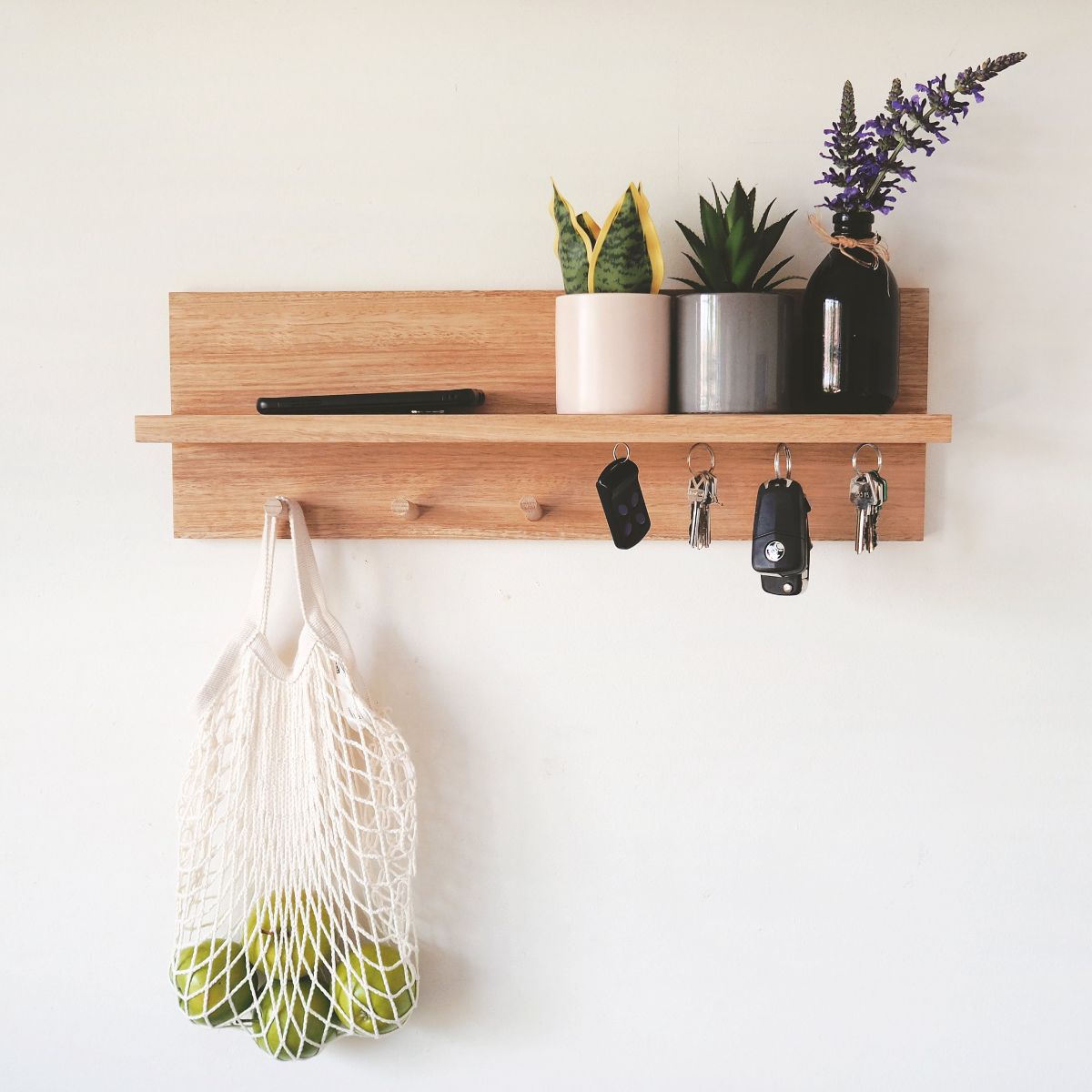 Coat Rack Entryway Shelf With Key Holders