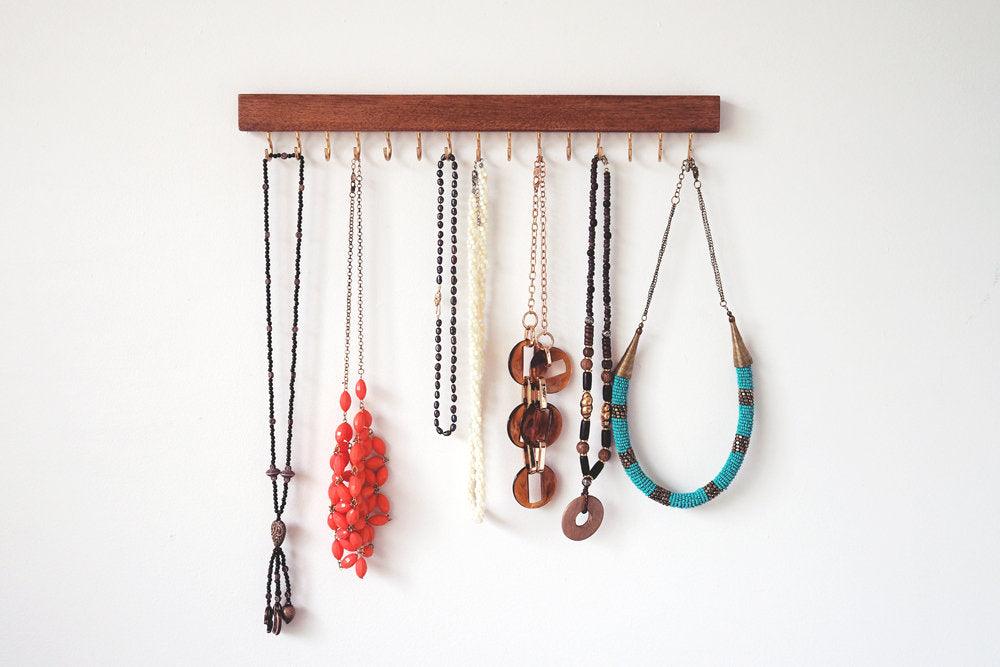 Wood hot sale necklace holder