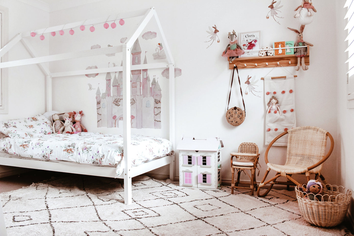 Kids bookshelf and coat rack combo - round peg across, pine wood, nursery book shelf, bookshelves, nursery bookshelf, bookshelf