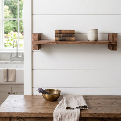Handcrafted Rustic Timber Shelf (With Chunky Interlocking Wood Brackets)