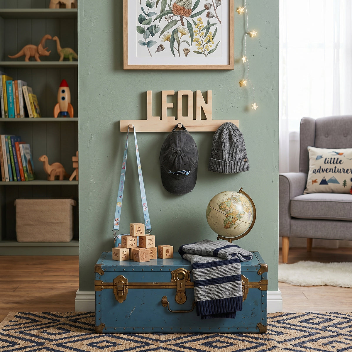 Personalised Wooden Coat Rack – Custom Kids Name Pegs
