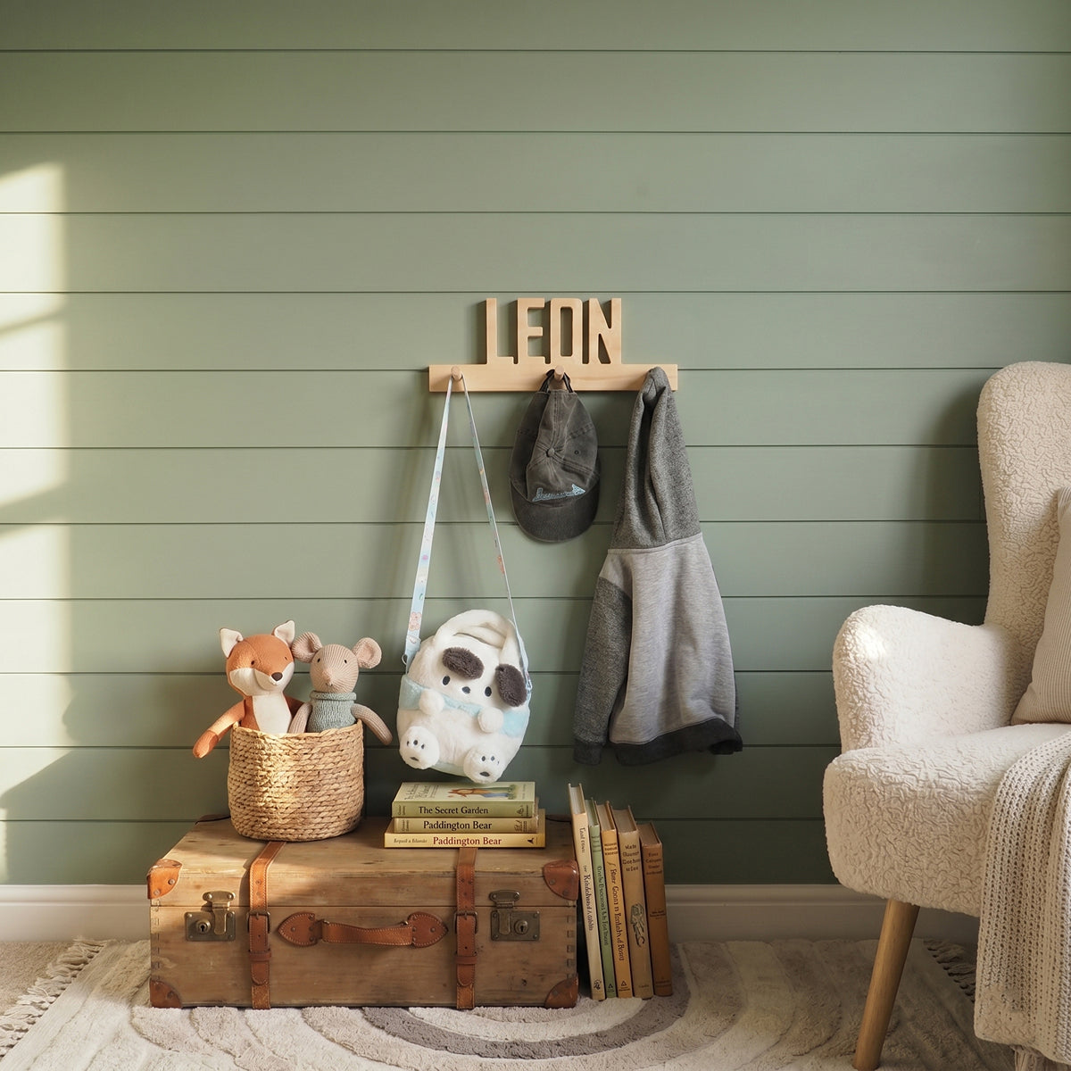 Personalised Wooden Coat Rack – Custom Kids Name Pegs
