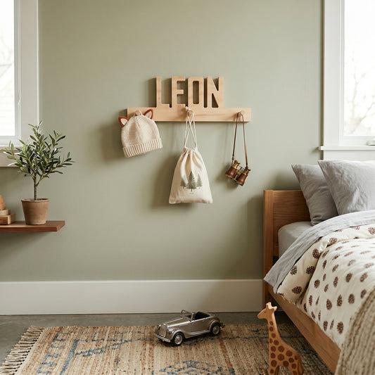Personalised Wooden Coat Rack – Custom Kids Name Pegs