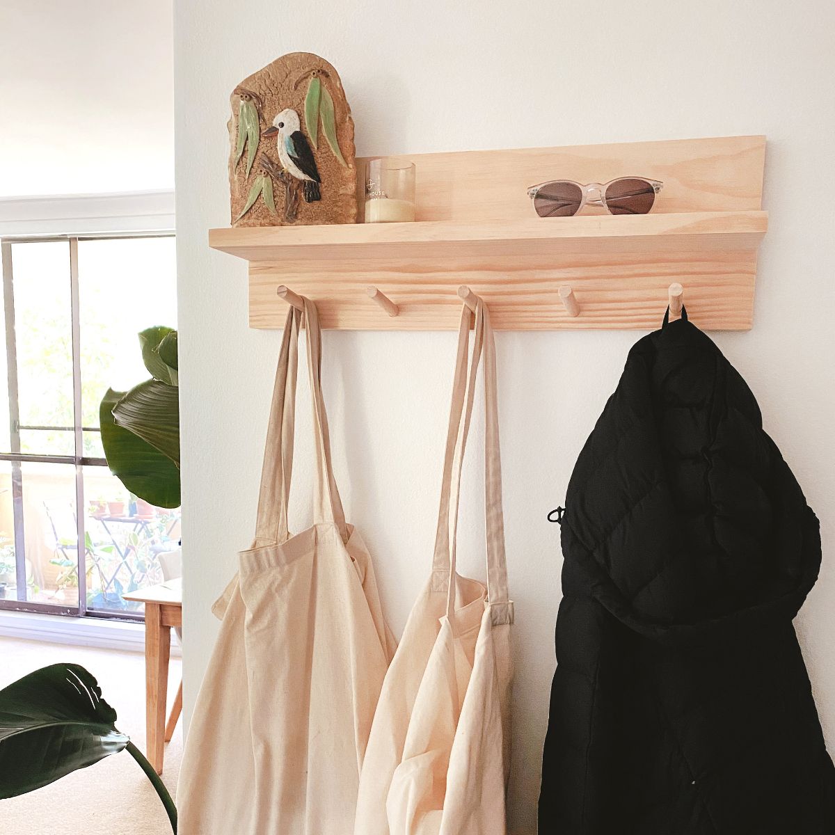 Solid Wood Oak Coat Hooks, Wall Coat Rack With Shelf Entryway, Hallway or  Mudroom -  Norway