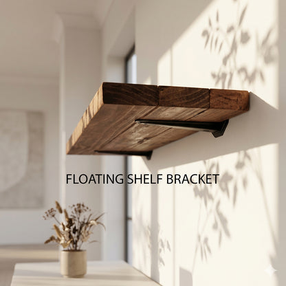 Rustic Pine Floating Shelf – Walnut Brown Chunky Timber Wall Ledge