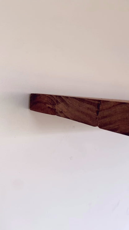 rustic walnut brown floating shelf