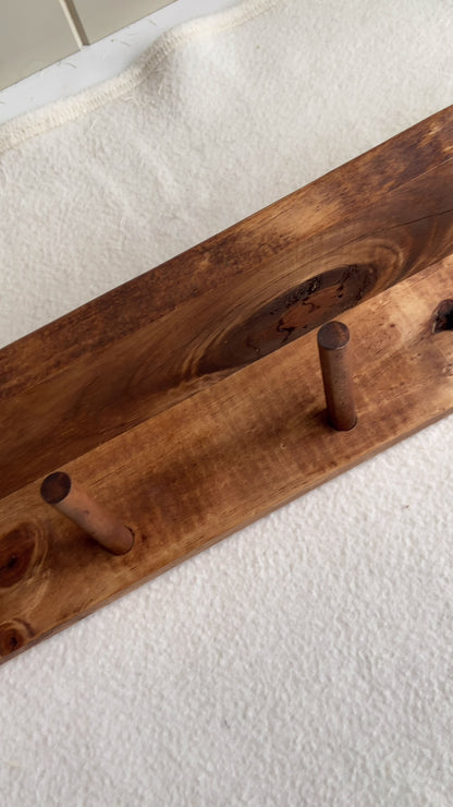 Rustic Coat Rack Entryway Organiser Shelf (Walnut Brown)