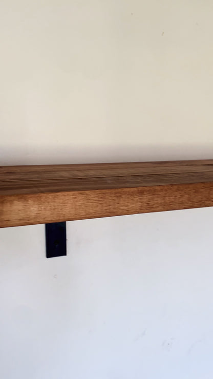 Rustic Pine Floating Shelf – Walnut Brown Chunky Timber Wall Ledge