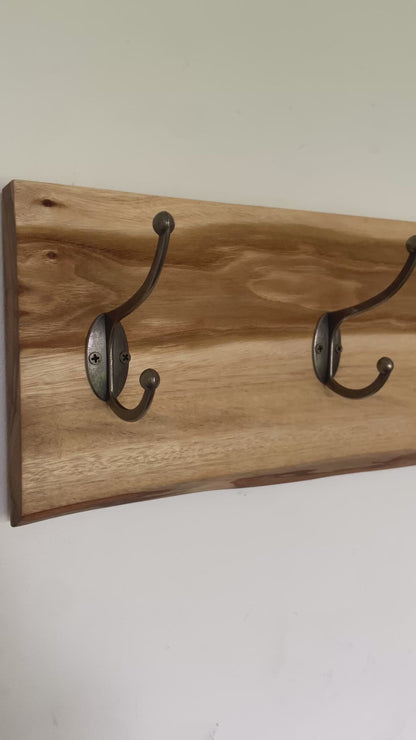 Live Edge Camphor Laurel Wood Coat Rack Entryway Organizer