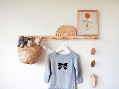 Kids Peg Rail (Pine) Natural Wood Colour - Woodyoubuy