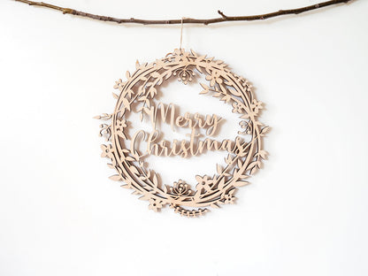 Large Wooden Christmas Wreath (32cm) - Woodyoubuy