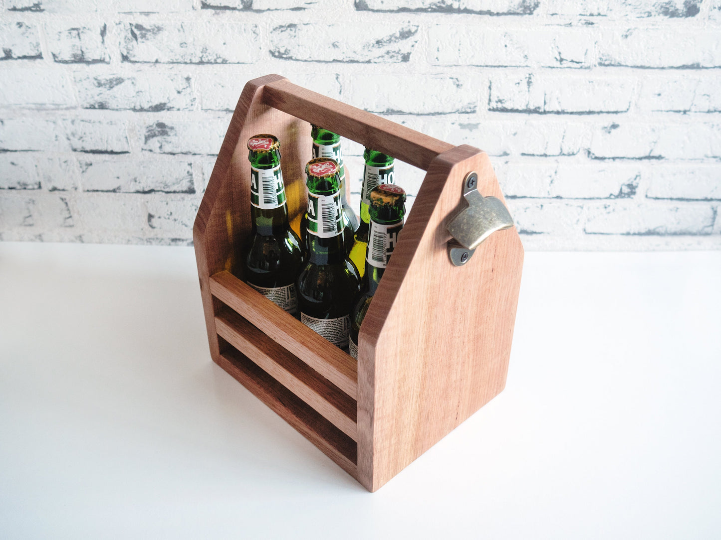 Personalised Premium Beer Caddy (Tasmanian Oak) - Fathers Day Gift, Wooden Beer Carrier, Beer Bottles holder, Beer Carrier. Groomsmen gifts